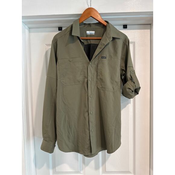 Columbia Omni Shade Men's Silver Ridge Utility Shirt Olive Green Size Small - Picture 1 of 9